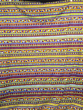 Vintage Fabric Remnant 1960s Polyester Geometric Mod Hippy Purple Yellow Orange picture