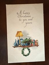 Vintage Merry Christmas Postcard Decorated Mantle Christmas Items H57 picture