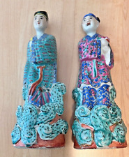 Antique Chinese Famille Rose Porcelain Female  and  Male  Figurine Statue picture