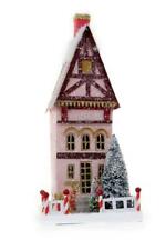 Petite Pink and Burgundy Tudor Christmas Village Townhouse House picture