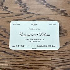 Vintage Business Card 1910s: Commercial Saloon, Lemp’s Beer, Sacramento CA picture