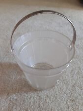 Vintage Glass Ice Bucket With Hammered Metal Handle picture