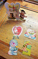 Lot 5 Antique Valentine Cards Die Cut (2) Mechanical (2) Stand-Up UNUSUAL picture