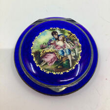 Rare Vintage Blue Enamel Powder Compact: Two Lovers / Art in Your Hand picture