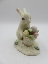 Vintage Lenox Porcelain Bunny With Basket of Tulips Flowers Gilded No Box picture