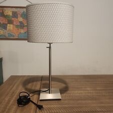 IKEA Alang White / Silver Brushed Adjustable Table Lamp Light Textured Shade 24” picture