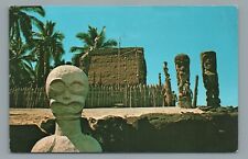 City of Refuge Hoonaunau Hawaii HI Ancient Tikis Tiki Postcard Posted 1974 picture