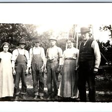 c1910s Family Farm Outdoors RPPC Occupational Men Overalls Workers Windmill A151 picture