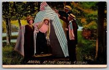 Arrival At Camping Ground Antique Postcard UNP WOB Note DB Theochrom Serie US picture