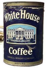 Rare Vintage WHITEHOUSE COFFEE 1 LB TIN Can PAPER LABEL DWINELL & WRIGHT CO picture