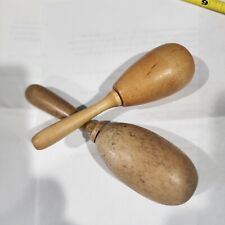Antique Darning Eggs for Sock Repair Wood Wooden Egg Shaped Mending LOT OF 2 picture