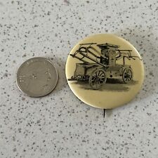 Vintage Fire Engine Carriage Truck Firefighter Pinback Button #45317 picture