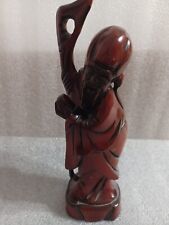 Vintage Chinese Immortal Cinnabar Hand Carved Redwood 9.5 Inch picture
