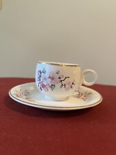 Homer Laughlin demitasse c/s set Porcelain Cream With Apple Blossoms. picture