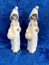 Vintage Pair Lladro Matte & Glossy Shepherdess Porcelain Figurines 8.5