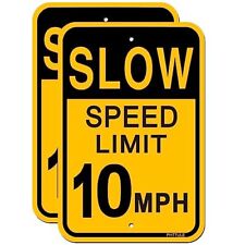 Slow Speed Limit 10 MPH Sign 2 Pack Metal Slow Down Signs for Street 12