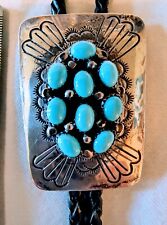 Navajo Sterling Silver Blue Turquoise Bolo  picture