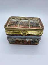 Vintage Middle East Country Theme Trinket Jewelry Box with Black Lining picture
