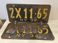 Real Vintage License Matching Plates New York NY Empire State 1934 1930s Car NYC picture
