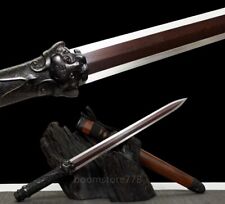 22”Red Damascus Folded Steel Chinese Double Edge Tiger Short Sword Sharp picture