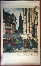 Poster Caudebec IN Caux The Market Normandy Stone Matossy 24x39 3/8in 1931 picture
