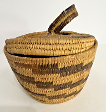Native American Woven 2 Toned Basket, Handle Partially On Made Early 1920’s picture