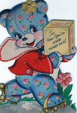 Hallmark Vintage Die Cut   Anthropomorphic   Roller skating Bear Birthday Card picture
