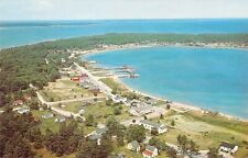 1964 MI Beaver Island Aerial View Harbor MINT postcard A05 picture