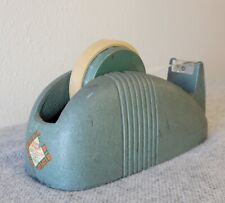 Vintage Scotch TAPE DISPENSER Art Deco Whale Tail Heavy Cast Iron GREEN Early 3M picture
