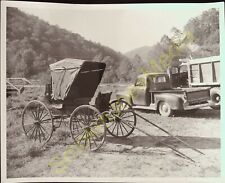 Vintage B & W Photo 8 x 10 Old Horse & Buggy Chevy Pickup Dump Truck  picture