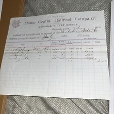 1880 Maine Central Railroad Invoice for Coburn Steamboat Company Moosehead Lake picture