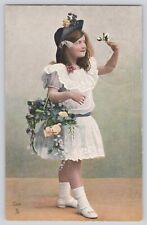 Postcard Tucks Oilette Flower Maidens Series Girl Vintage Antique 1908 picture