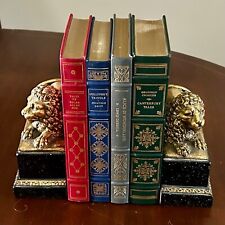 Pair of Hollywood Regency Gold Gilt Lion Bookends by Borghese Italy Circa 1960 picture