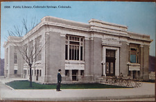 Public Library Colorado Springs Colorado Divided Postcard Unused c1910s picture