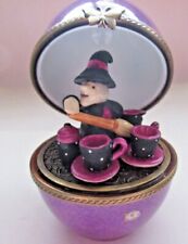 Peint Main Limoges Trinket - Halloween Witch Preparing Potions      picture