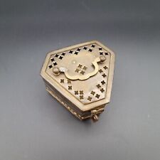 Vintage 3x3” Brass Cricket Box Cage Potpourri Incense Hinged Lid Handle Jewelry picture
