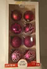 Unique Treasures Christmas glass  ornament set of 8 pink glitter shiny glam picture