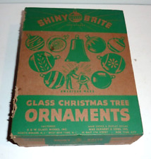 50's Christmas Shiny Brite Glass Ornaments Orig Box 12 Blue 1 3/4