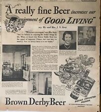 Large 1937 newspaper ad for Brown Derby Beer - The Sirets of Hollywood recommend picture