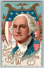 1911 President George Washington Birthday Vintage Antique Embossed Postcard picture