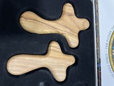 2 Comfort Crosses Carved Olive Wood Hand Made Holy Land Bethlehem w COA picture