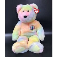Ty Beanie Buddy Peace Tie Dye 14 Inch 1999 Pastel Retired Plush Animals Stuffed picture