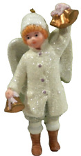 Costco Porcelain Angel Christmas Ornament Girl Holding Bells Vintage picture