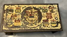 Vintage Tin Box 1960s Engraved Intricate Design 8.5X5X3 inches Family Crest picture