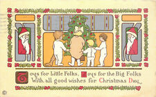 Vintage Postcard Arts & Crafts Style Christmas Santa Claus Stecher 430A picture