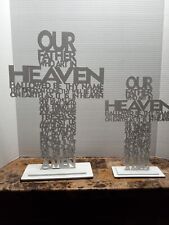 Our Lord's Prayer Pedestal Mount. Religious Wall Art Shaped Into A Cross (Large) picture