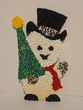 Vintage Snowman Melted Plastic Popcorn Wall Art Christmas Decoration picture