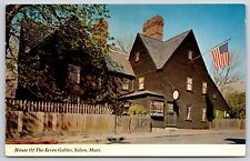 House Seven Gables Salem Massachusetts American Flag Street View VNG Postcard picture