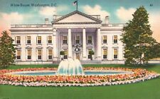 Postcard Washington DC White House Fountain Posted 1951 Linen Vintage PC G9136 picture
