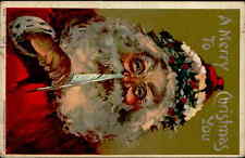 Postcard: Santa with Feather quil A Merry Christmas to You 1909 picture